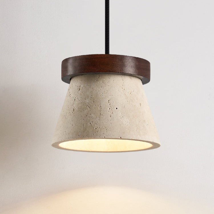 Valisielle hanglamp met geel travertin en walnoot