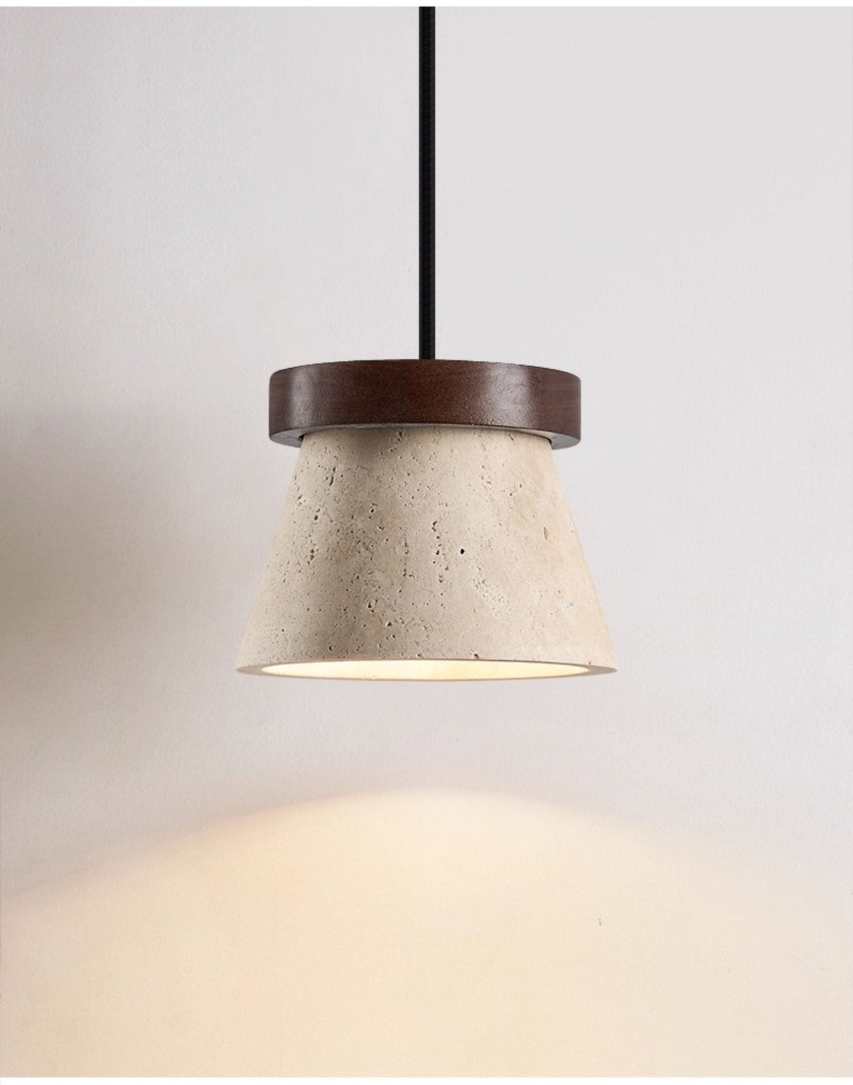 Valisielle hanglamp met geel travertin en walnoot