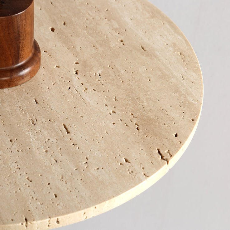 Tavuia hanglamp met geel travertin en walnoot