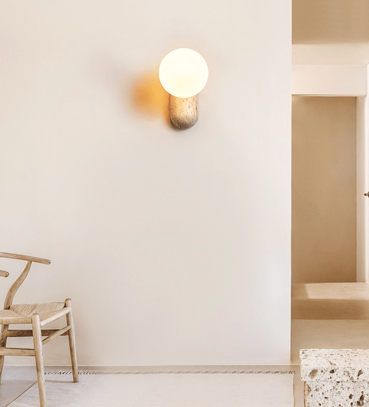 Aeralis Travertin Kiezelvorm Wandlamp