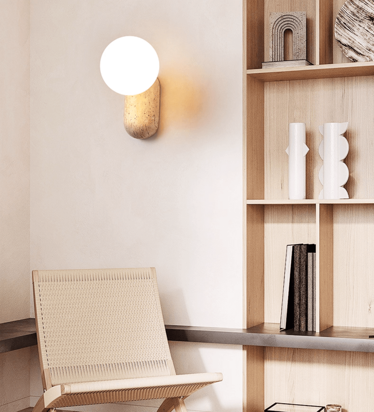 Aeralis Travertin Kiezelvorm Wandlamp