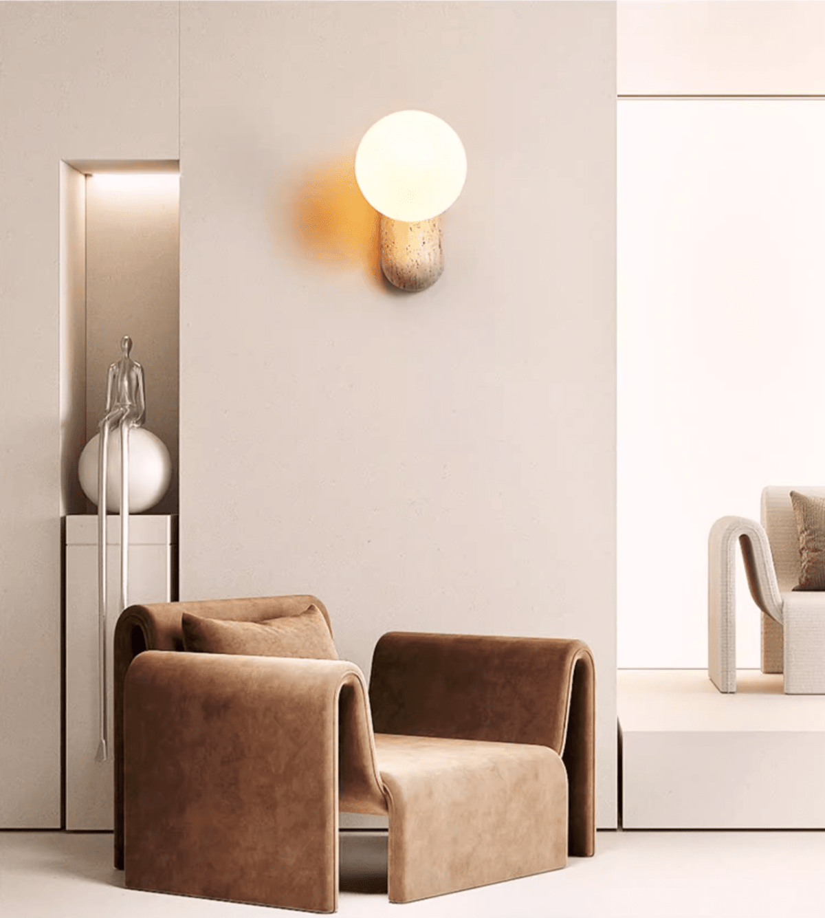 Aeralis Travertin Kiezelvorm Wandlamp
