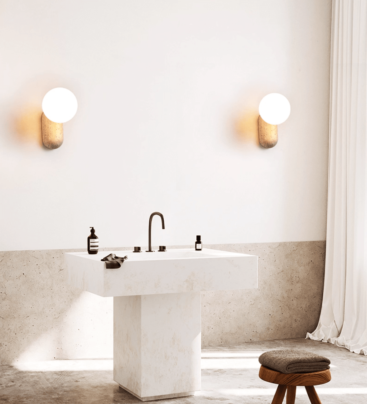 Aeralis Travertin Kiezelvorm Wandlamp