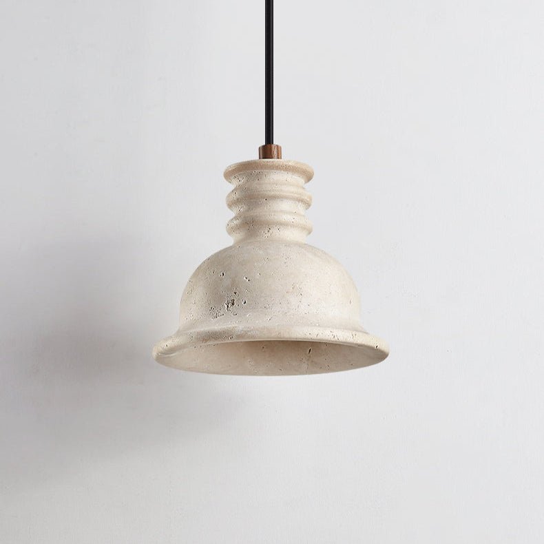 Harrow hanglamp met geel travertin en geribbelde koepel