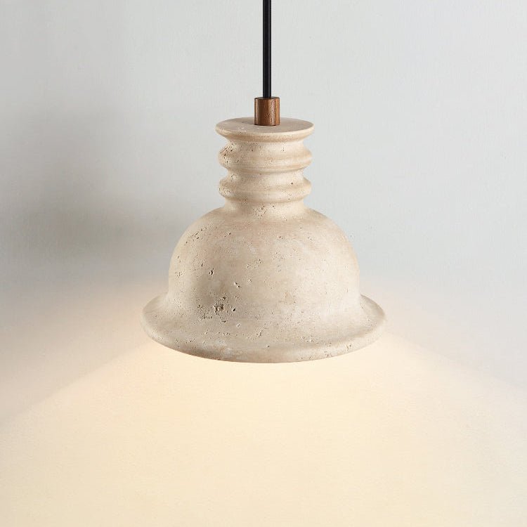 Harrow hanglamp met geel travertin en geribbelde koepel