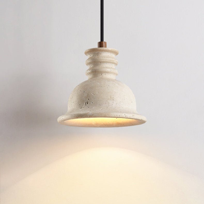 Harrow hanglamp met geel travertin en geribbelde koepel