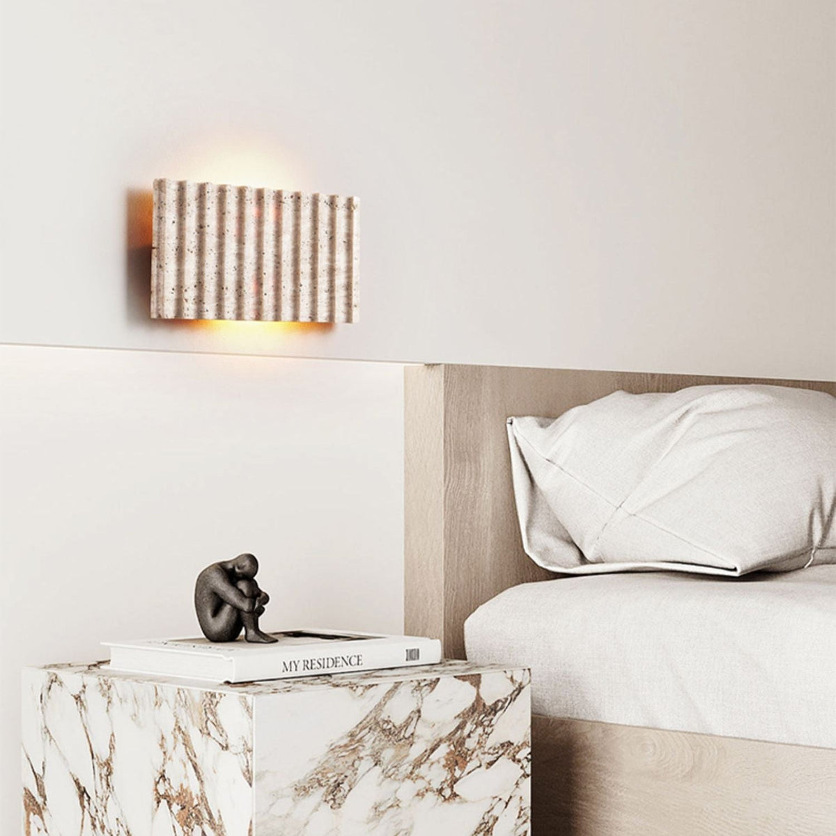 Noriora travertin Ribbed wandlamp