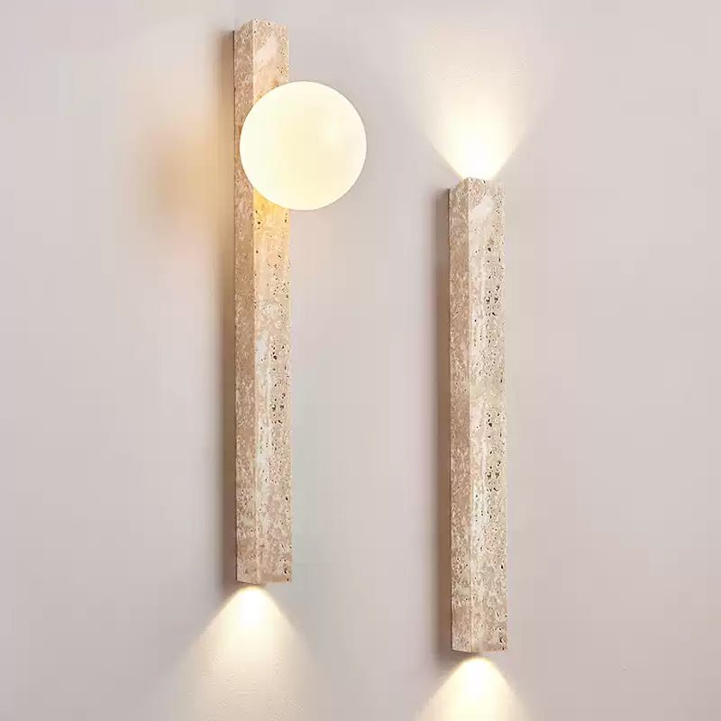 Elian wandlamp met geel travertinplaat