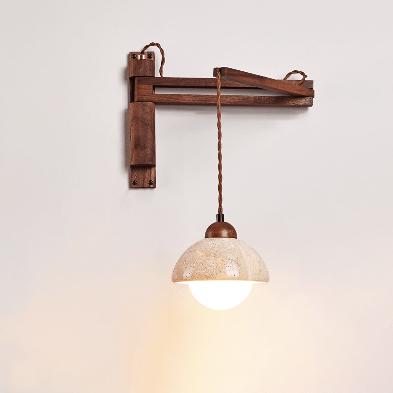 travertin wandlamp met zwenkarm