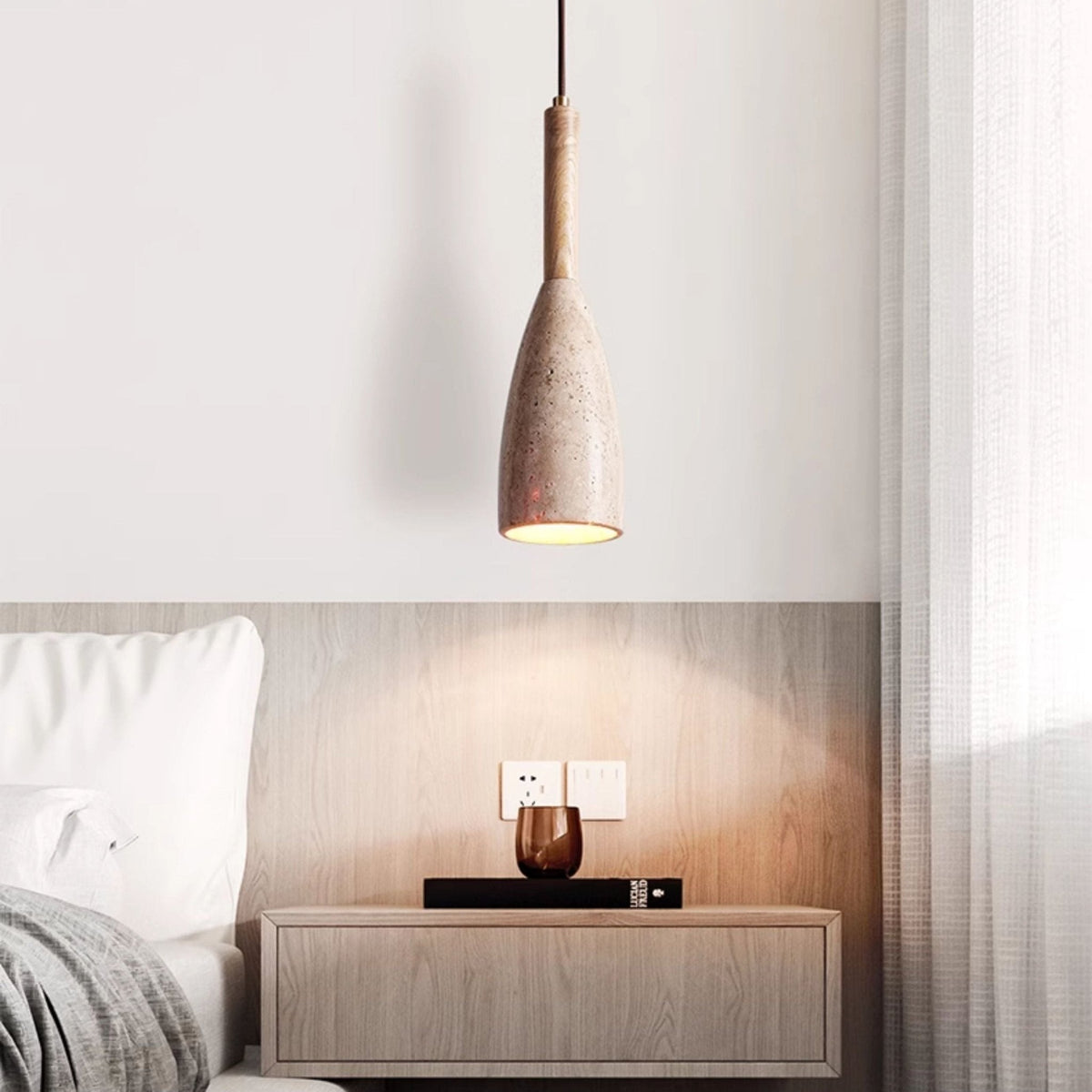 Nerian travertin traanvormige hanglamp