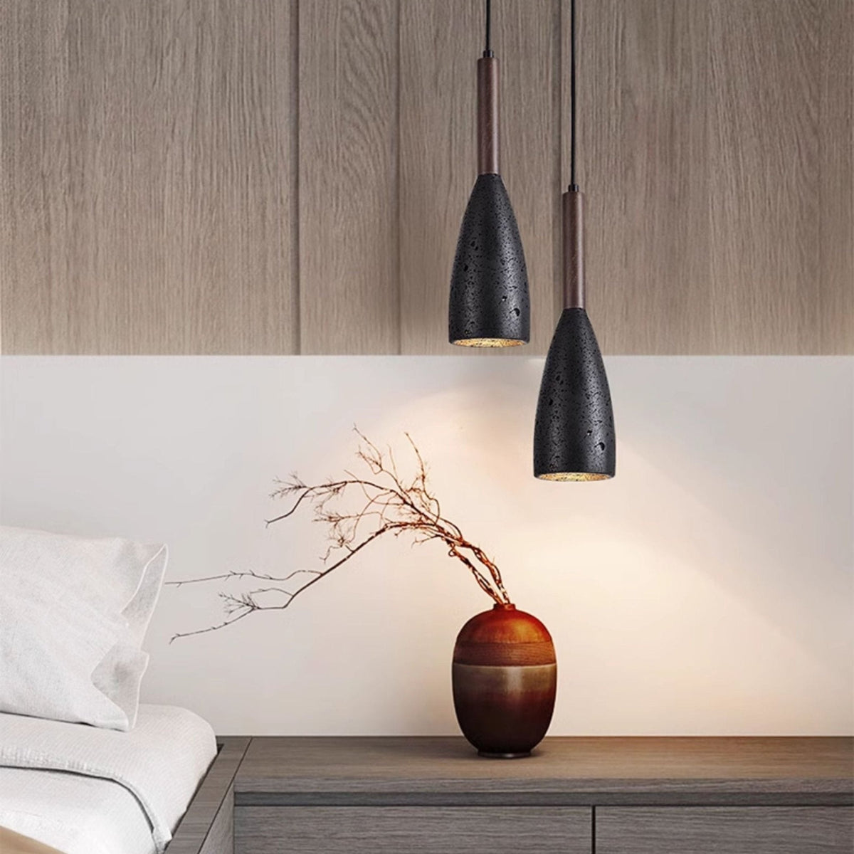 Nerian travertin traanvormige hanglamp