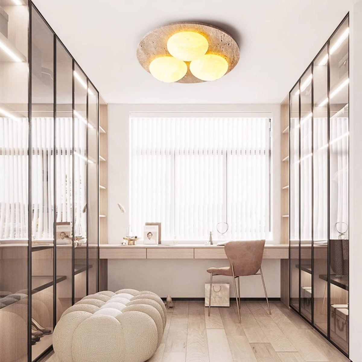 Trio travertin plafondlamp