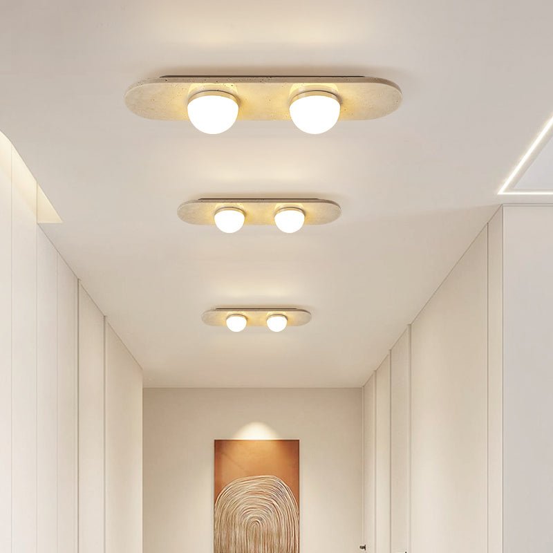 Ivan plafondlamp met drie balken in geel travertin