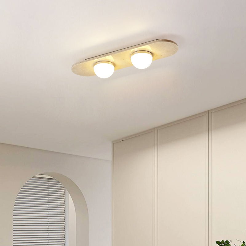 Ivan plafondlamp met drie balken in geel travertin