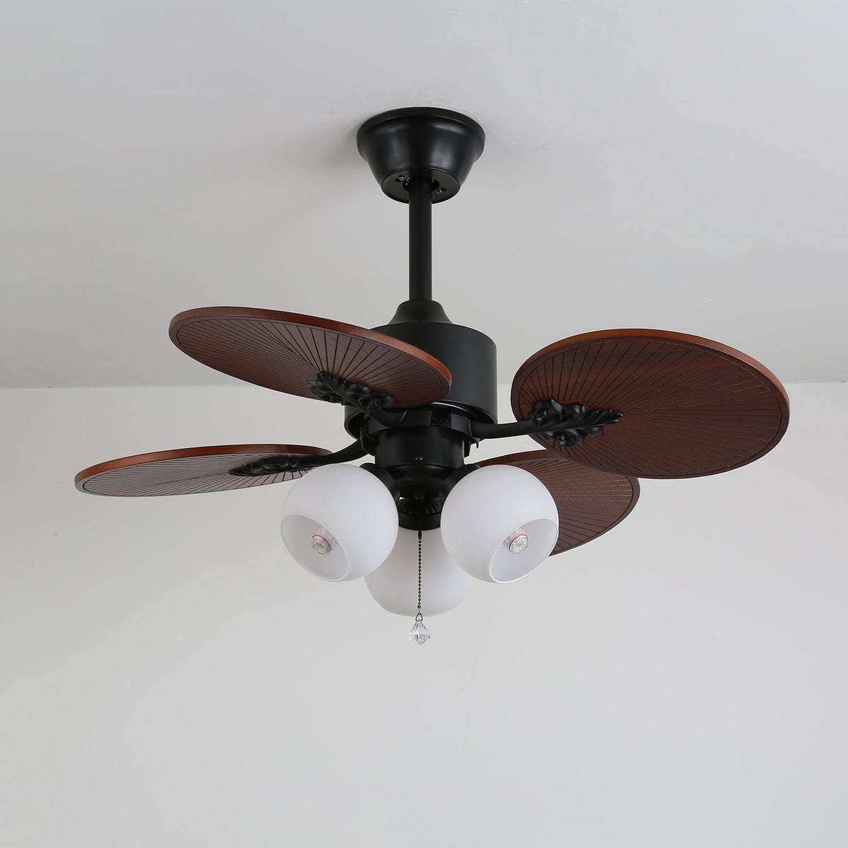 Celiira Tropische plafondventilator met verlichting met ventilator van glas