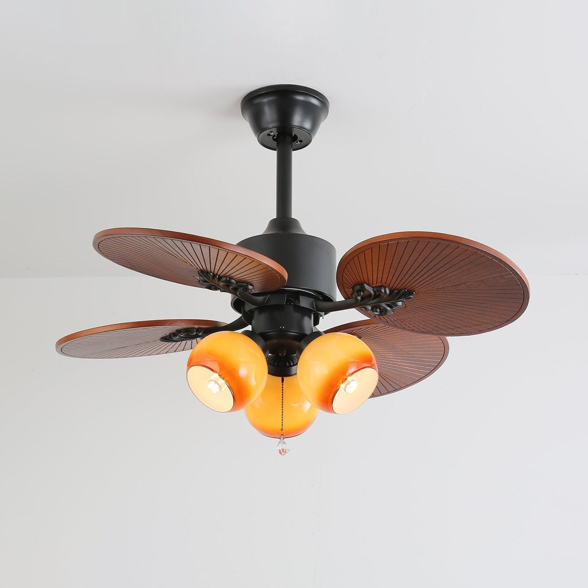 Celiira Tropische plafondventilator met verlichting met ventilator van glas