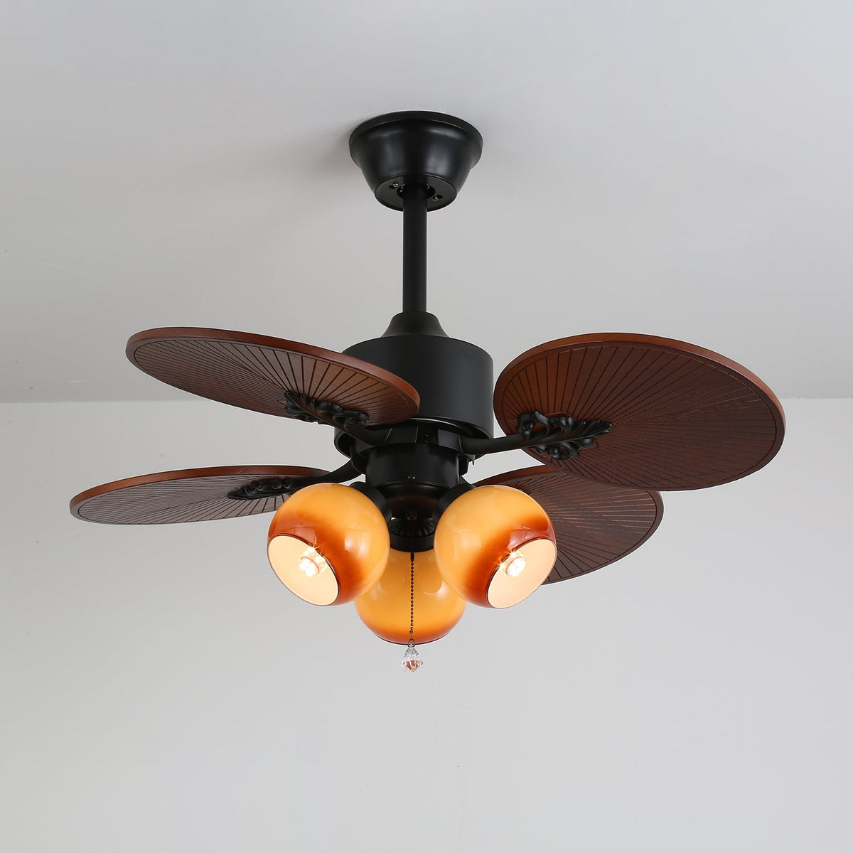 Celiira Tropische plafondventilator met verlichting met ventilator van glas
