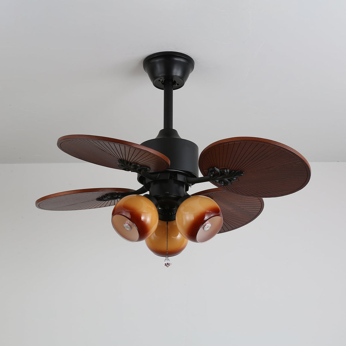 Celiira Tropische plafondventilator met verlichting met ventilator van glas