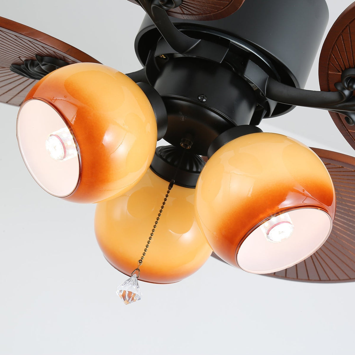 Celiira Tropische plafondventilator met verlichting met ventilator van glas