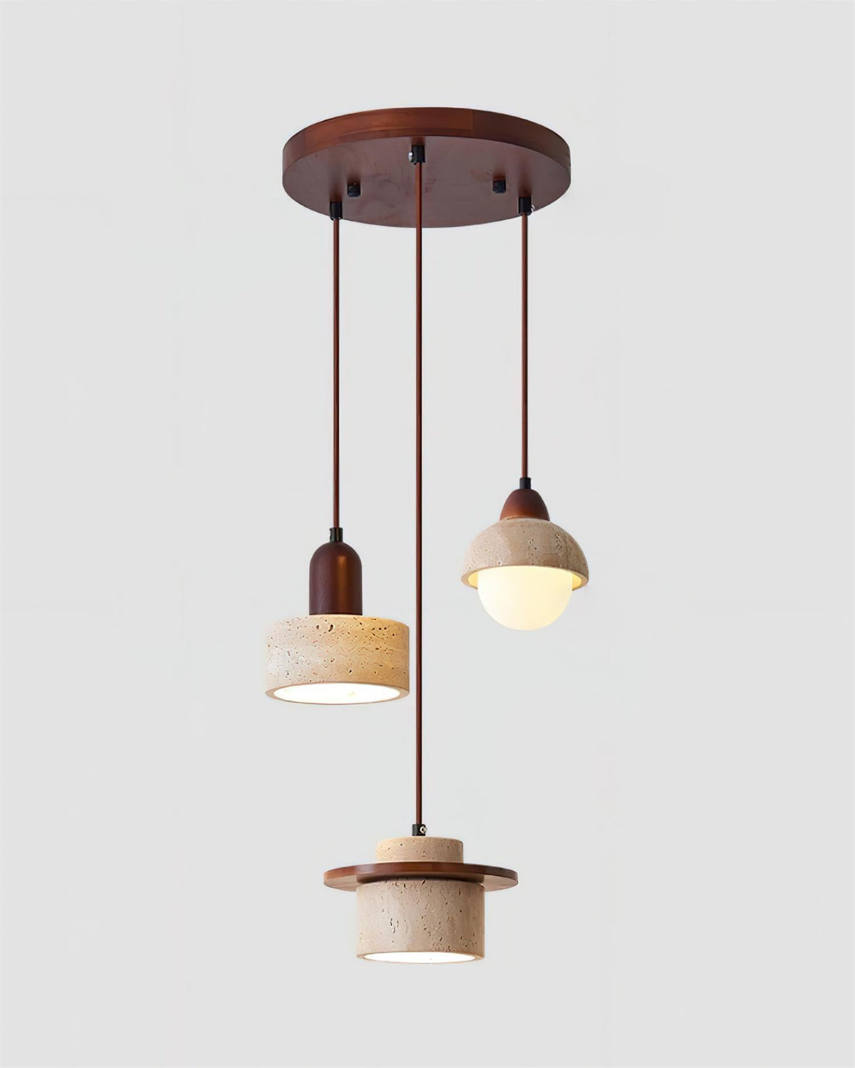 Eluno hanglamp set multi-licht travertin