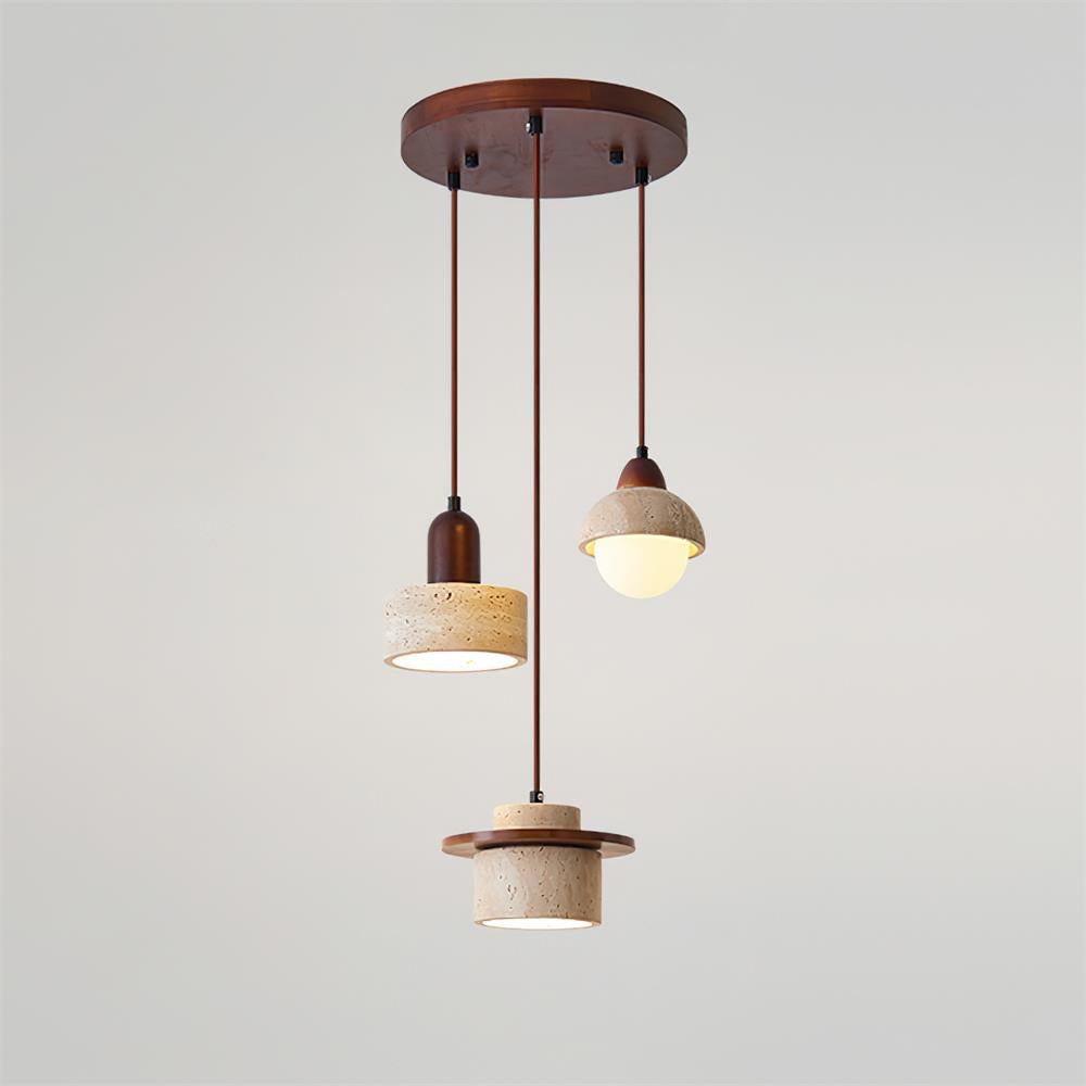 Eluno hanglamp set multi-licht travertin