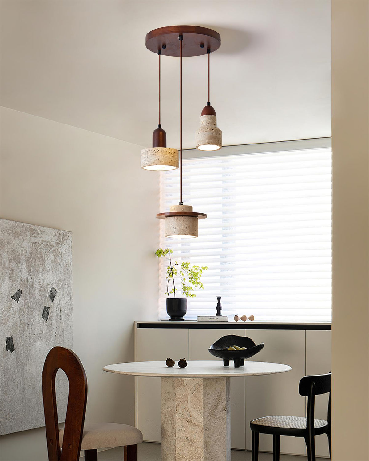 Eluno hanglamp set multi-licht travertin