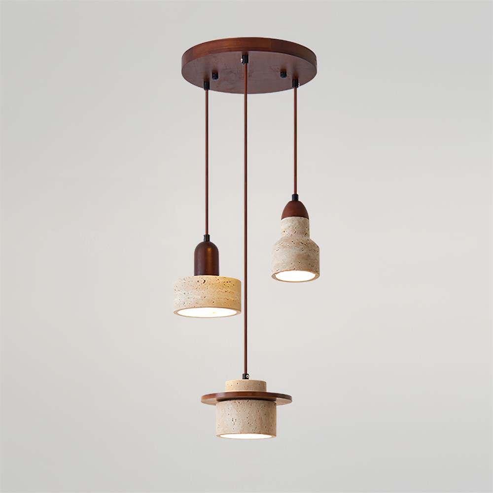 Eluno hanglamp set multi-licht travertin