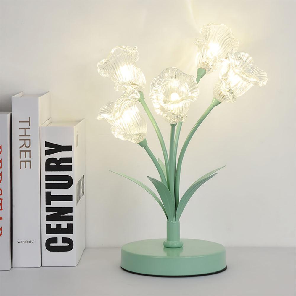 Aurdoril whimsical tafellamp met groene bloem van glas