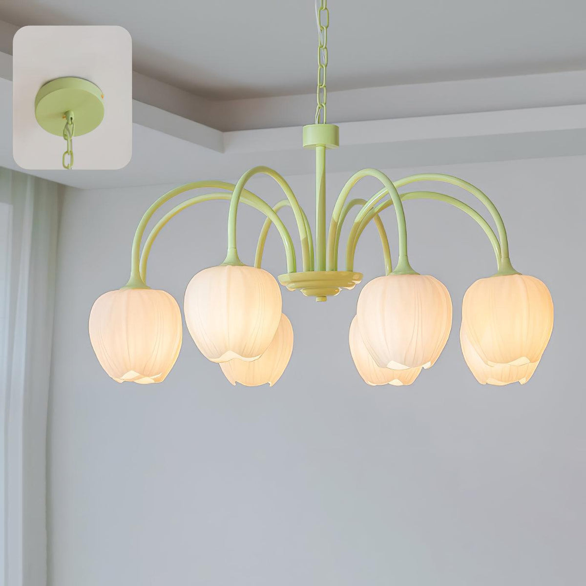 Eiraine kroonluchter Tulip Matcha glas