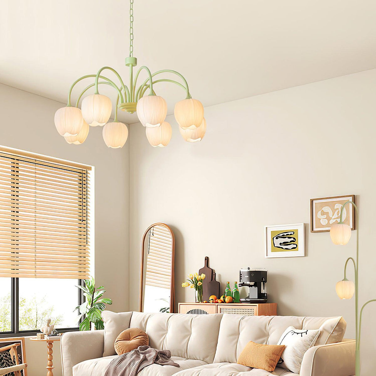 Eiraine kroonluchter Tulip Matcha glas