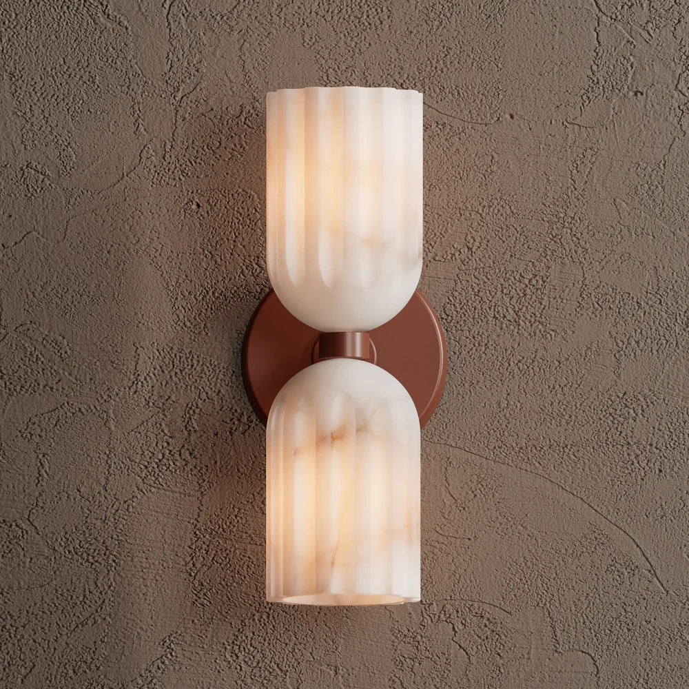 Eiriviella dubbele messing albasten wandlamp
