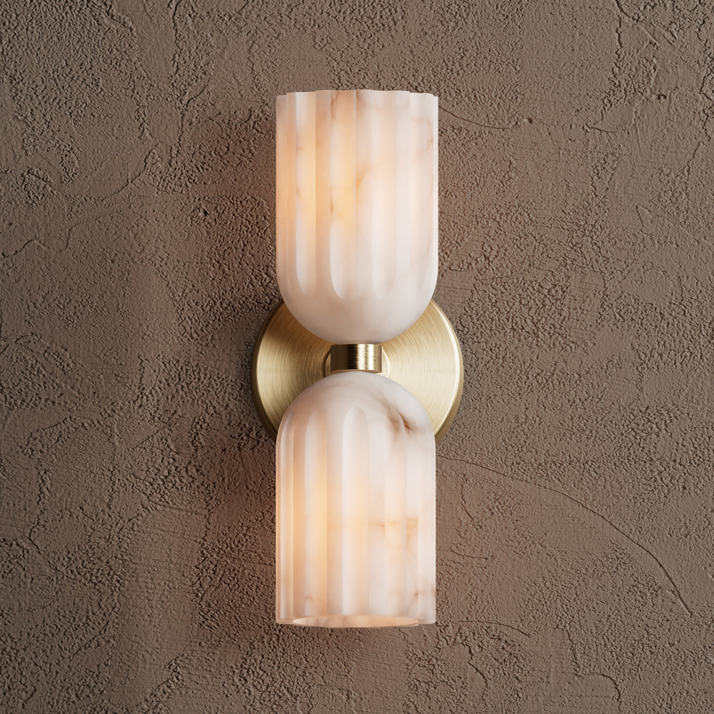Eiriviella dubbele messing albasten wandlamp