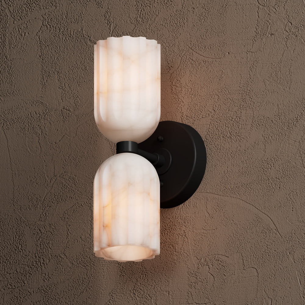 Eiriviella dubbele messing albasten wandlamp
