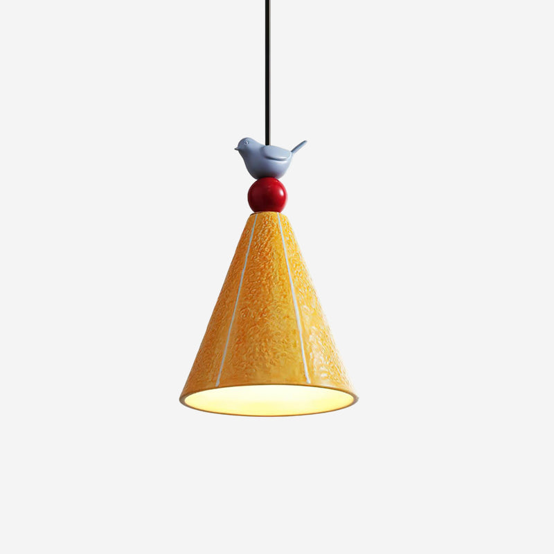 Virella hanglamp geel keramiek vogel modern speels