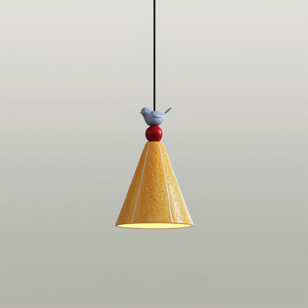 Virella hanglamp geel keramiek vogel modern speels