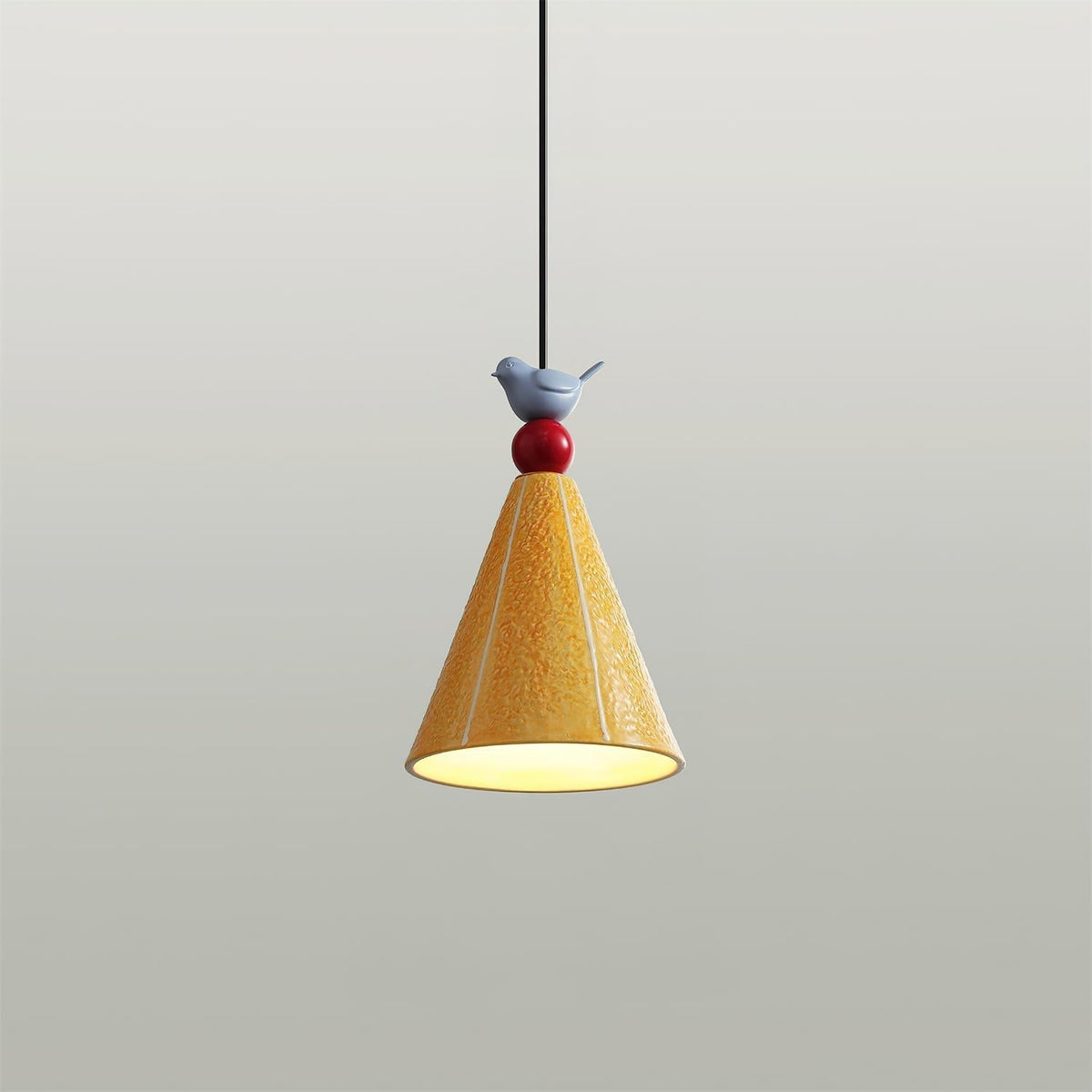 Virella hanglamp geel keramiek vogel modern speels