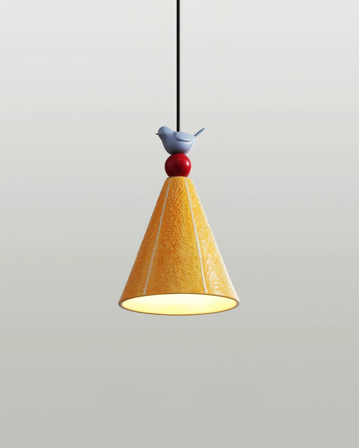 Virella hanglamp geel keramiek vogel modern speels