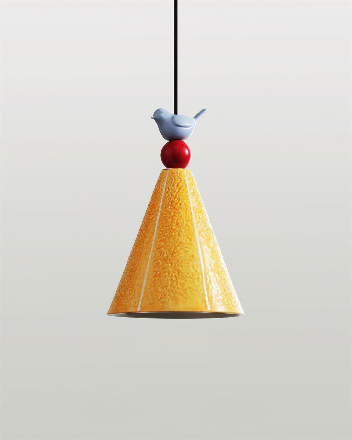 Virella hanglamp geel keramiek vogel modern speels