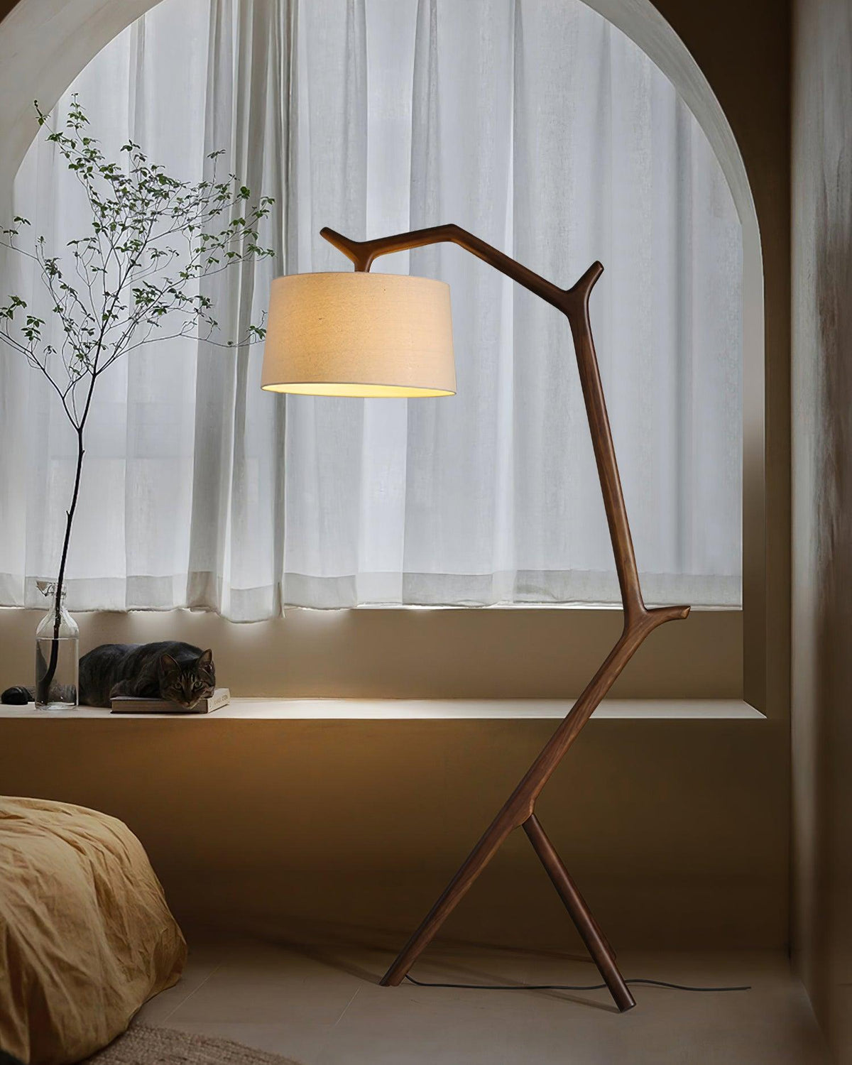 Ulmiril Rustic Houten vloerlamp