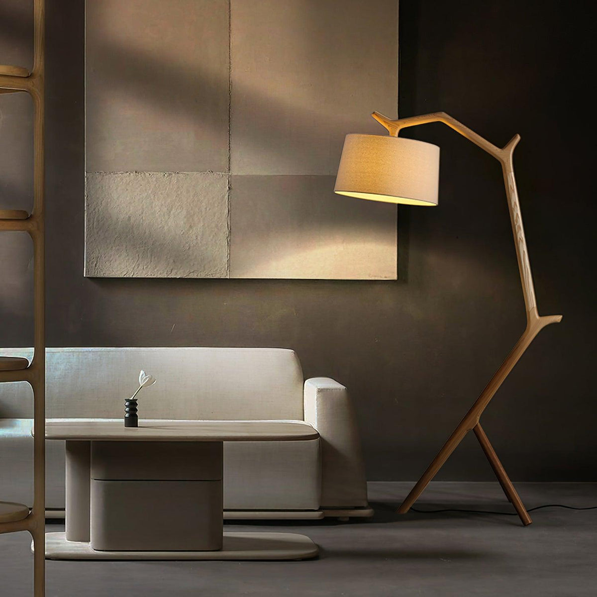 Ulmiril Rustic Houten vloerlamp