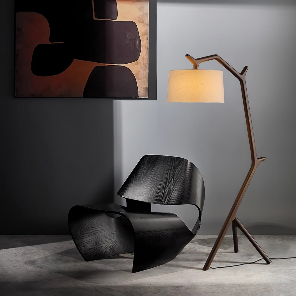 Ulmiril Rustic Houten vloerlamp
