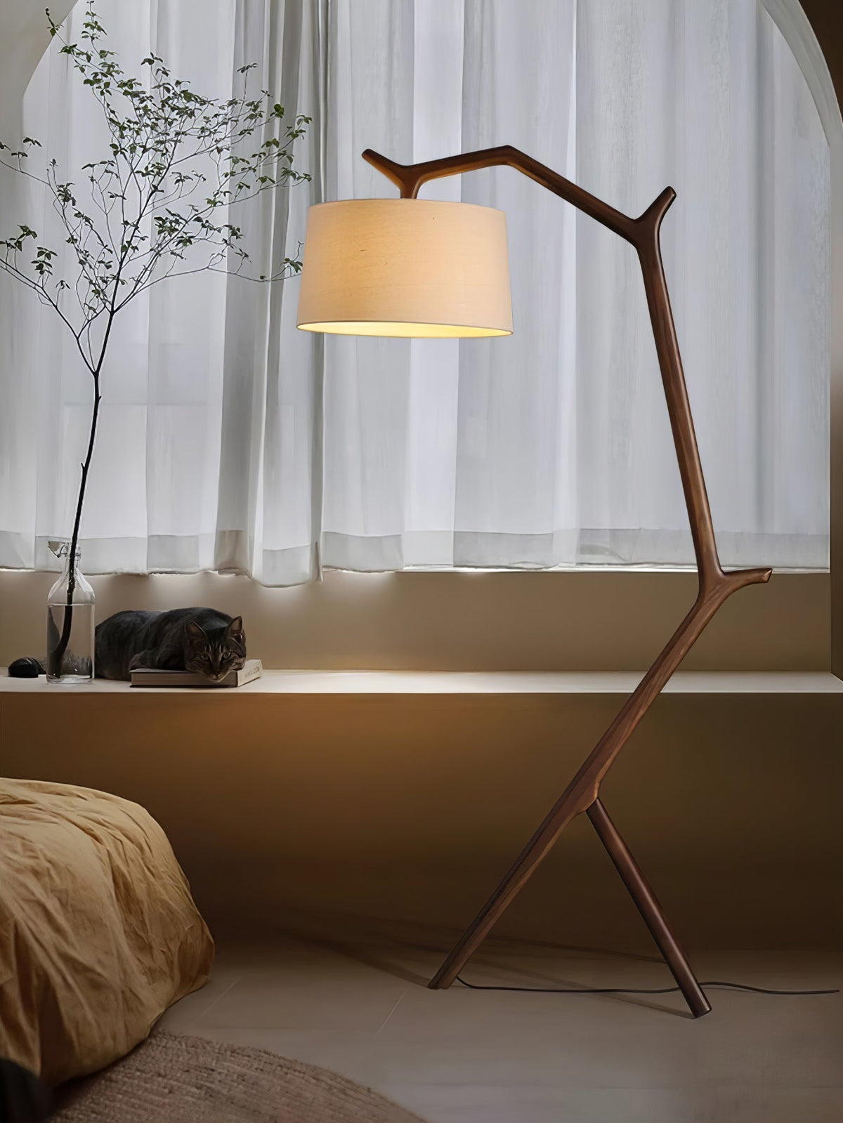 Ulmiril Rustic Houten vloerlamp