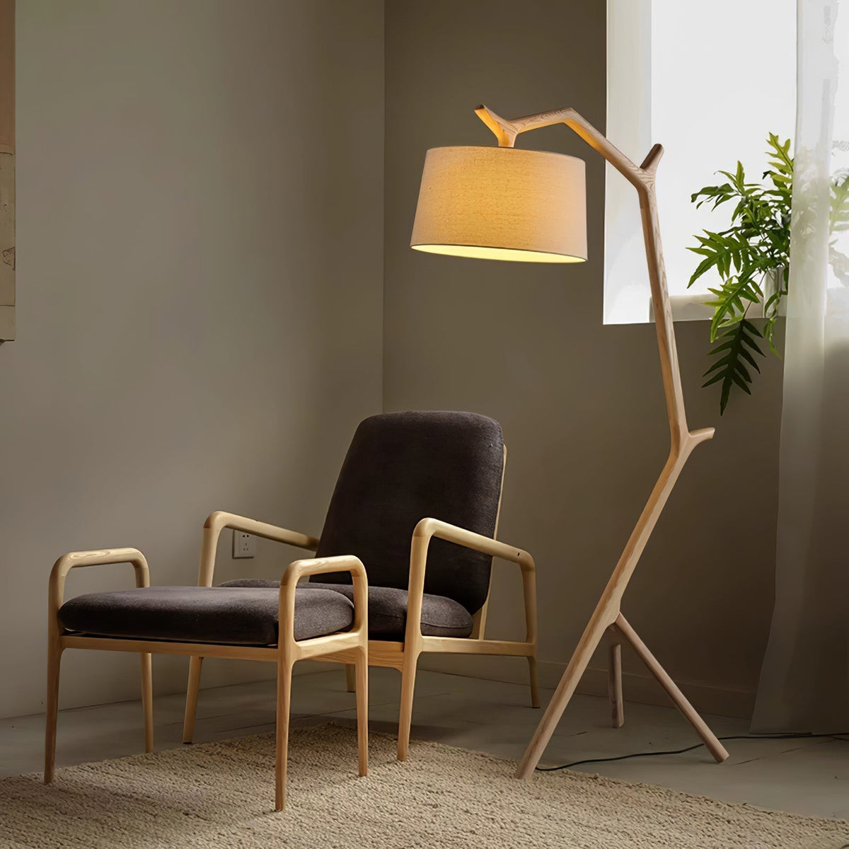Ulmiril Rustic Houten vloerlamp
