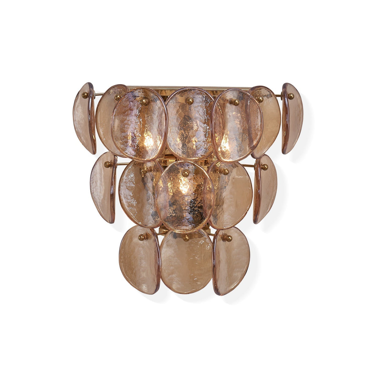 Velearia wandlamp Amber glas Schijf Visbult messing