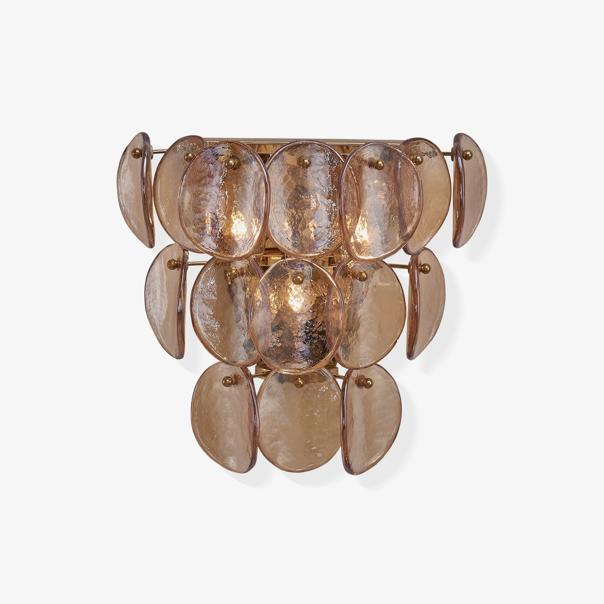 Velearia wandlamp Amber glas Schijf Visbult messing