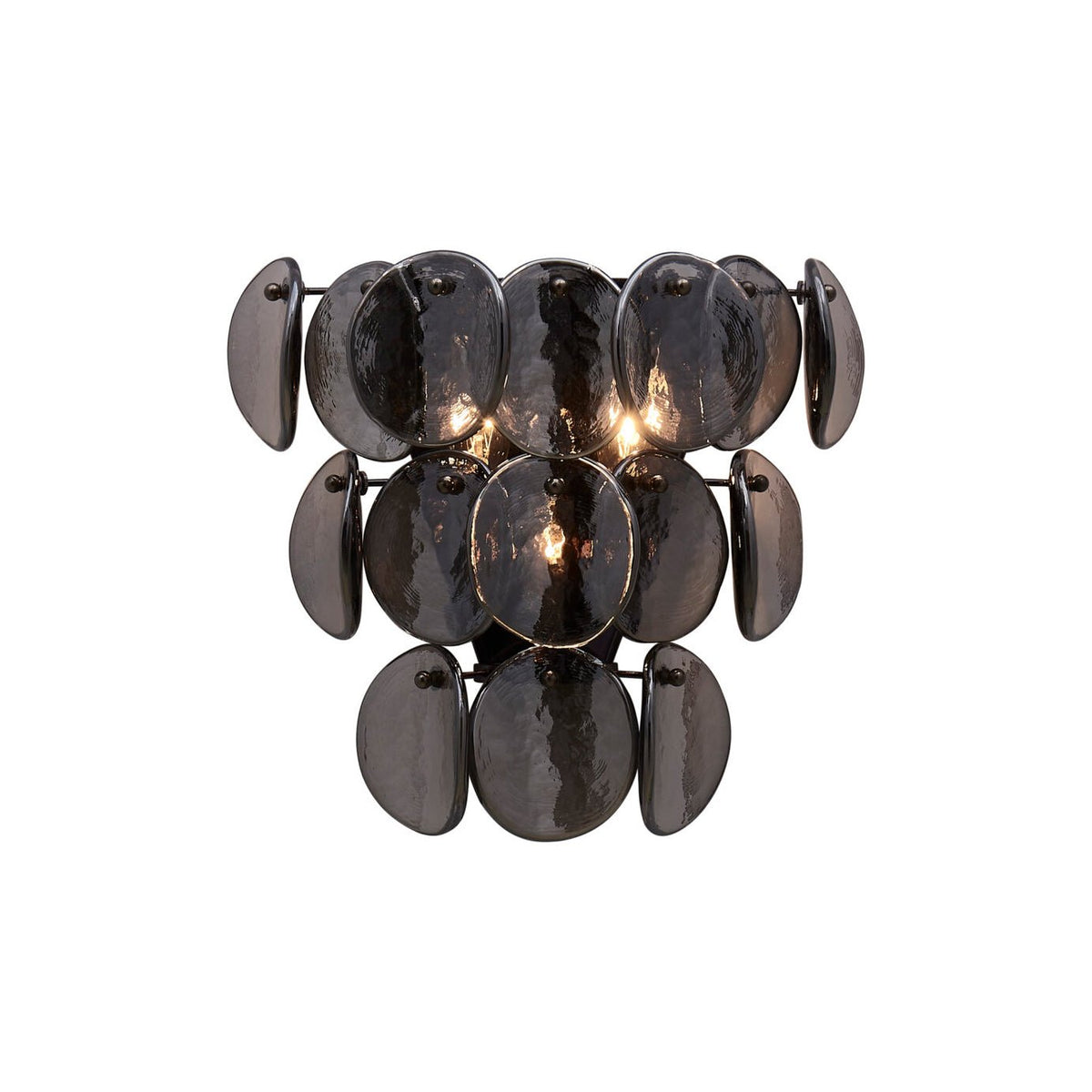 Velearia wandlamp Amber glas Schijf Visbult messing