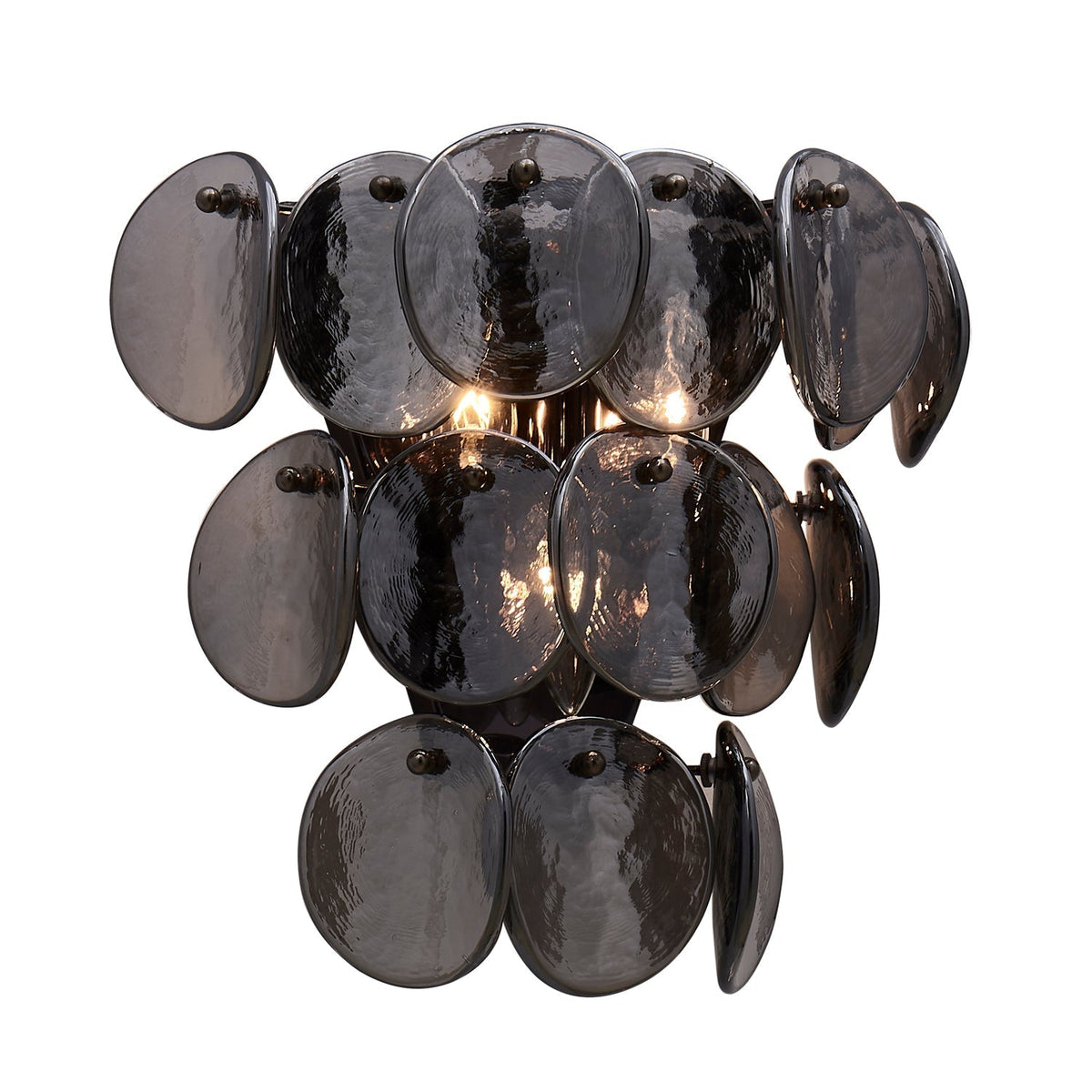 Velearia wandlamp Amber glas Schijf Visbult messing