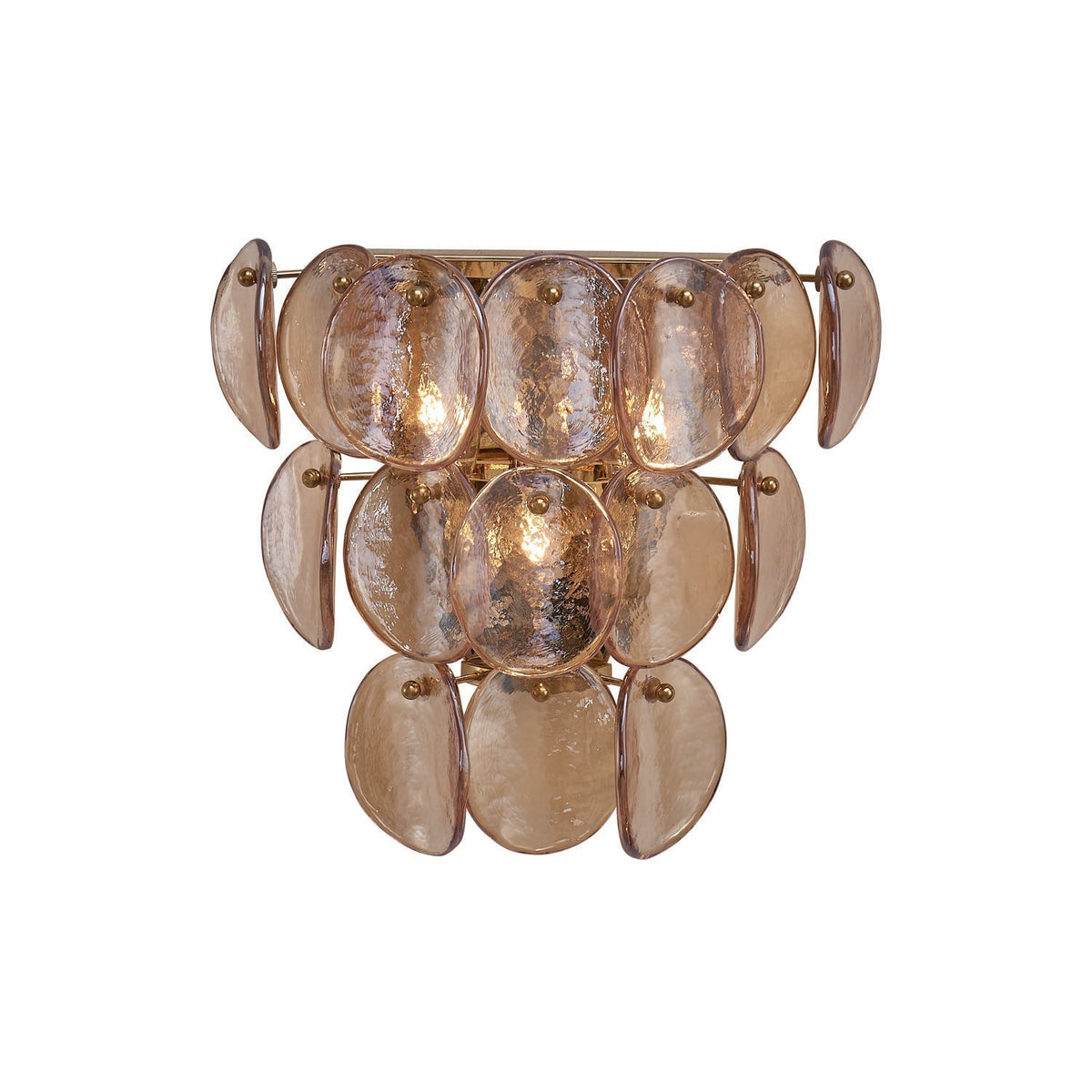 Velearia wandlamp Amber glas Schijf Visbult messing
