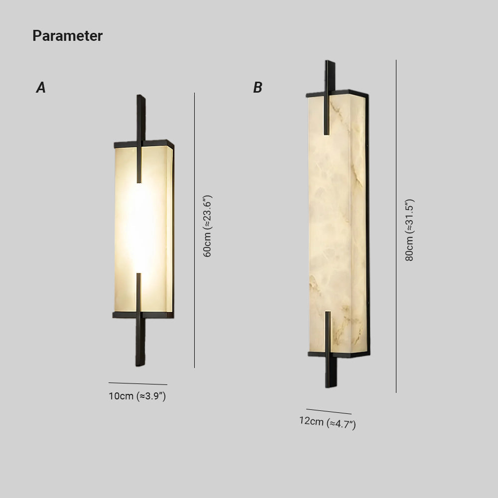 Komino rechthoekige wandlamp in albast