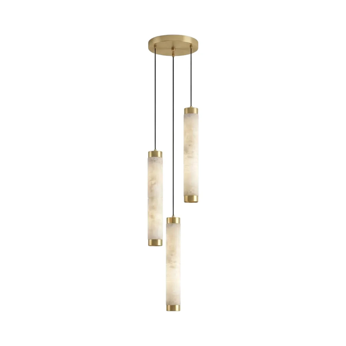 Lira cilindrische hanglamp van albast met goudkleurige afwerking
